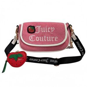Juicy Couture Strawberry Bow Crown Tote Bag Pink Y2K Shoulder Crossbody NWT